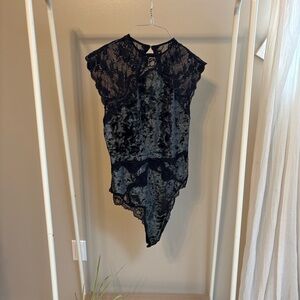 Victoria's Secret Black Velvet & Lace Bodysuit